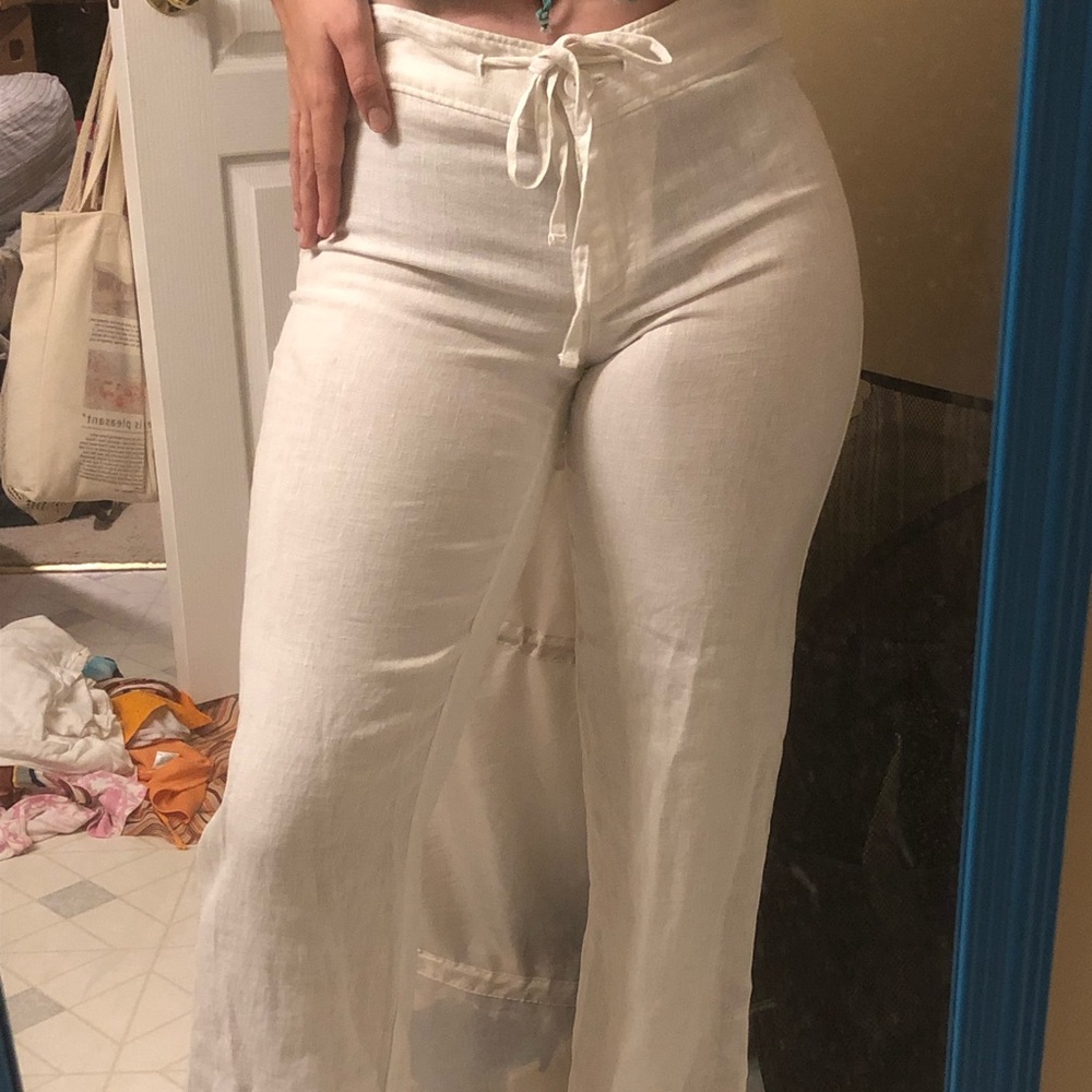 beachy flowy white pants